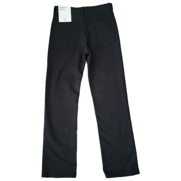 ZARA Denim Barrel Leg Mid Rise Regular Length Jean Black Size 2 - Picture 2 of 7